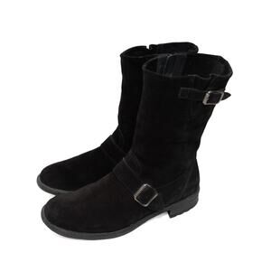 Paul Green Adison Black Suede Biker Boots Size 9